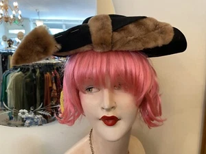 1930s Emporium Hat With Fur Trim With Original Tag And Hat Box - Picture 1 of 10