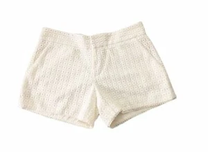 Club Monaco Womens White Eyelet Chino Shorts Size 6 - Picture 1 of 5