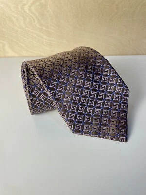 Gravata masculina Daniel De Fasson Studio 100% seda multicolorida estanho e roxo - Imagem 1 de 4