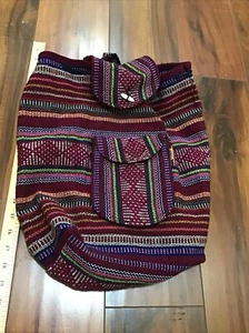 Handmade backpack made in Mexico with pocket Multi Color Beach Boho Unisex - Picture 1 of 8