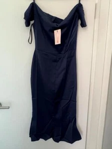 NWT FABULOUS DESIGNER MISSGUIDED NAVY FITTED DRESS SIZE 6 - Picture 1 of 8