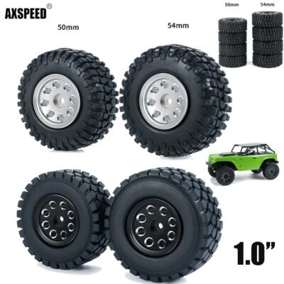AXSPEED 4xMetall Beadlock Felgen w/ 50/54mm Reifen für RC 1:24 Axial SCX24 Auto - Bild 1 von 4