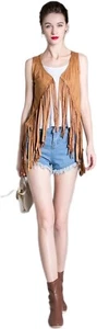 CFPL-CG Women's Fringe 70's Vest, Small - Picture 1 of 3