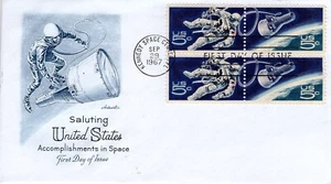 USPS FDC ArtMaster # 1331-32 1967 5c Accomplishments in Space Block of 4 ST3239 - Picture 1 of 2