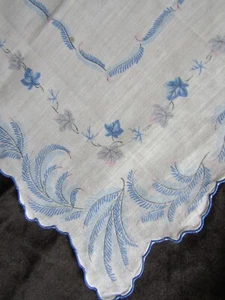 Pañuelo estampado vintage hojas pañuelo azul estampado pañuelo 1372 - Imagen 1 de 14