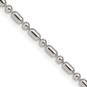 Sterling Silver 2mm Fancy Beaded Chain Necklace - Picture 1 of 5