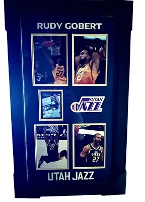 Tarjeta firmada por Rudy Golbert enmarcada autógrafo Utah Jazz foto collage Foto 1 de 2