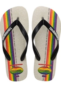 Havaianas Top Pride Sandal Flip Flop Black Rainbow Size 6/7 M NWT - Picture 1 of 5