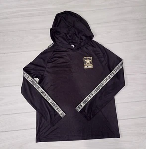 US Army Men's Black Lightweight Hoodie Hooded Shirt Digital Camo Sleeves Medium - Picture 1 of 6