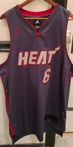 RARE VTG NBA Adidas Miami Heat LeBron James Jersey 6 SEWN Mens Large Gray - Picture 1 of 9