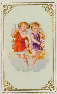 Glückwunschkarte mit musizierenden Engeln, um 1900, Glückwun Unbekannt (19.Jhd) - Picture 1 of 4