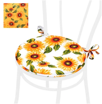 ARREDIAMO INSIEME S.R.L. Cuscino sedia girasoli morbido rotondo 40 cm coprisedia lacci cucina lavabile