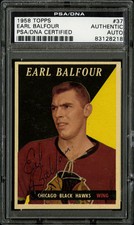 1958-59 1958 TOPPS HOCKEY~#37~EARL BALFOUR~PSA/DNA AUTOGRAPHED SIGNED 