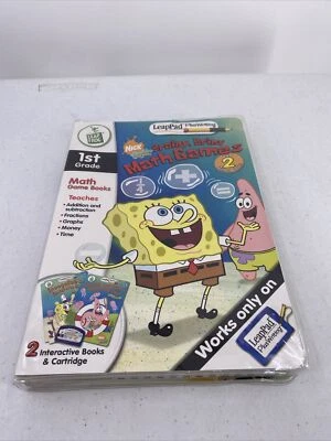 Leap Pad Plus Writing Nick Brainy Briny Math Games SpongeBob 2 Books New - Image 1 of 4