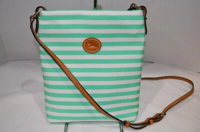 Bandolera Dooney & Bourke Sena Sullivan Sm Dani nueva con etiquetas a rayas de espuma de mar verde Foto 1 de 4