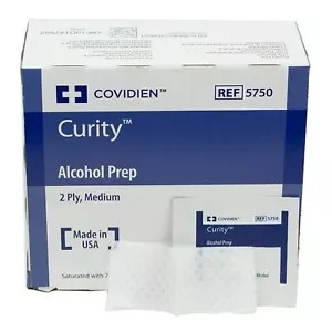 COVIDIEN Curity Alcohol Preps Wipes, Sterile, 2-Ply, Medium, Pack of 200 - Picture 1 of 1