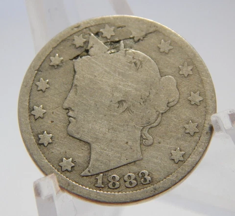 Mint Error - Major Planchet Defect - 1883 Liberty V Nickel W/ Cents Cover