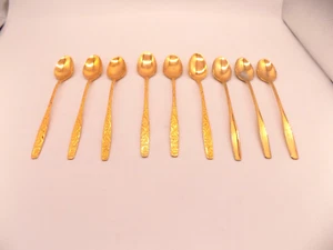 AMERICANA GOLDEN HERITAGE 6 pc Scroll teaspoons + 3 Rogers cutlery - gold tone - Picture 1 of 6
