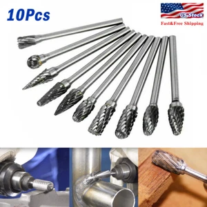 10x 1/8'' Tungsten Carbide Rotary Burr Shank Kit Die Grinder Alloy Bit Tool - Picture 1 of 9