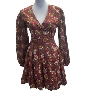 MILLE Resortwear Nan Wrap Dress Im Cinnabar Print Size XXS NWOT Cotton V Neck - Picture 1 of 13