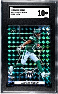 2022 Mosiac Garrett Wilson Green Prizm.  Color Match Rookie SGC 10