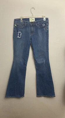 Pantalones de mezclilla para mujer Grass Los Angeles talla 12 31 tiro bajo Y2K festival boho bordados Foto 1 de 4