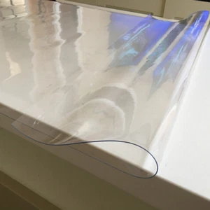 Water Oil Proof Protector Desk Pad Soft Glass Dining Tablecloth Transparent PVC - Picture 1 of 11