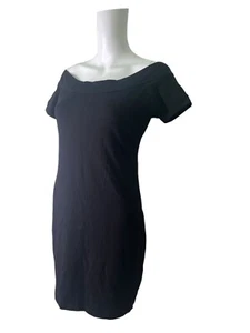 ATMOSPHERE Bodycon Dress Size Medium 14 Black Cotton Off Shoulder Womens NEW - Picture 1 of 12