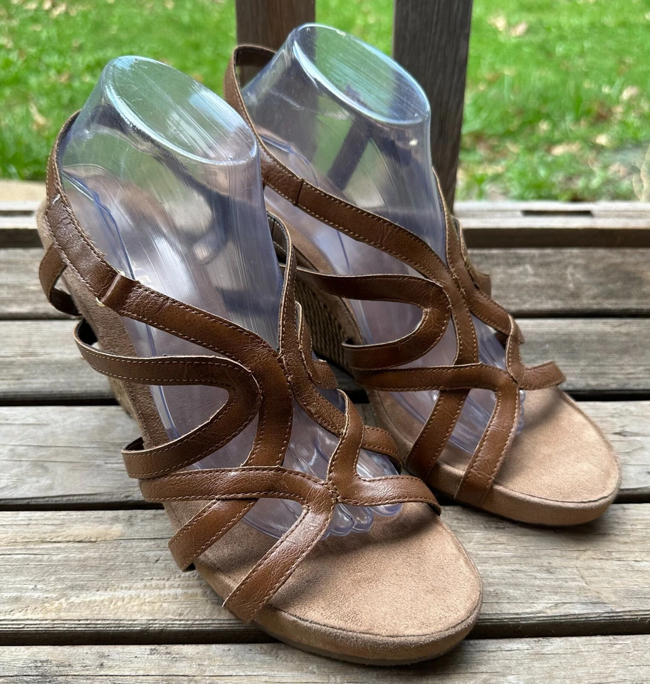 Aerosoles Cuero Marrón Cuña Alpargata Sandalia Tacones Talla 11 (S1327) Foto 1 de 4