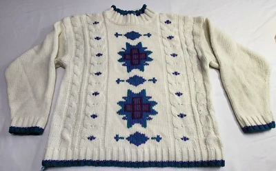 Double Nordic Snowflake Medium Knit Sweater Ski Acrylic Gina Peters Vtg 90s Y2K - Image 1 of 4