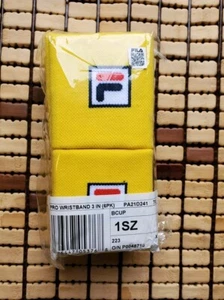 (6 Pack) Fila Pro Wristband 3 Inch Yellow Fila Tennis (12 Total Wrist Bands) - Picture 1 of 3