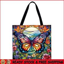 Flowers and Butterfly-Large Capacity Linen Tote Bag