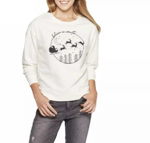Felpa Quinto Sole Brutta Credo in Babbo Natale Donna Junior Off White L o XL - Foto 1 di 6