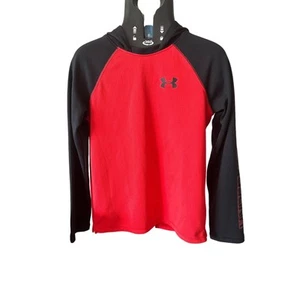 Under Armour Loose AllSeaonGear Red Black Sleeve Lightweight Hoodie Youth XL - Picture 1 of 4