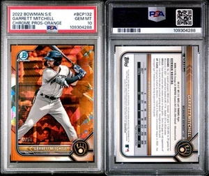 Bowman Sapphire Chrome Prospects 2022 arancione /50 GARRETT MITCHELL PSA 10 - Foto 1 di 1