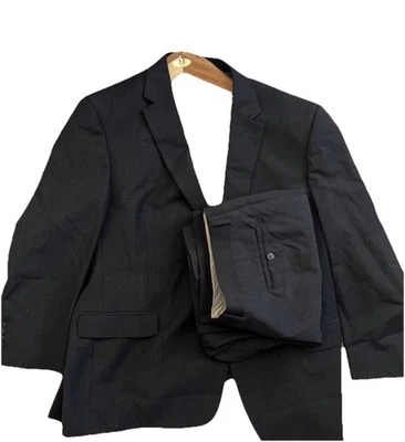 Nautica Mens Modern fit 2 Piece Suit 50R / 45 Waist Black Solid Solid Stretch - Image 1 of 4