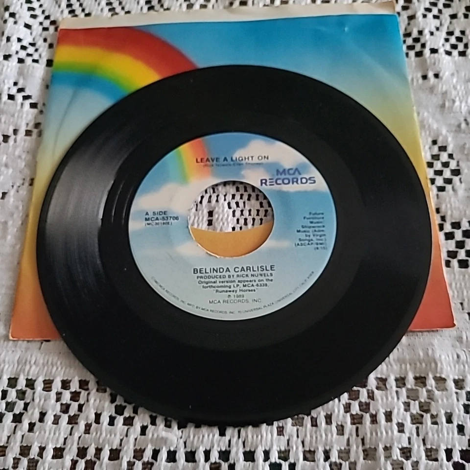 Belinda Carisle 45 RPM - Leave A Light On / Shades Of Michaelangelo - MCA 1989 - Image 1 of 4