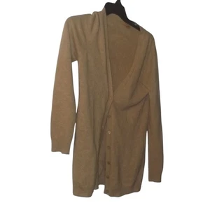Kier & J 100% Cashmere Tan Button Up V-Neck Sweater Women’s Medium - Picture 1 of 3