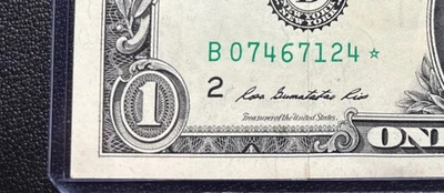 2013 $1 Dollar B Series *STAR NOTE  #07467124  *DUPLICATED ERRORS MADE IN FW - Image 1 of 4