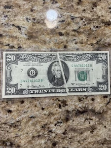 $20 1977 Gutter Fold Error Chicago Federal Reserve Bank Note Currency Bill - Picture 1 of 6