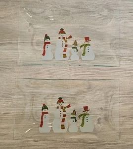 The Pampered Chef Snowmen Rectangle Glass Platter 2821 Dish Christmas Set of 2 - Picture 1 of 13