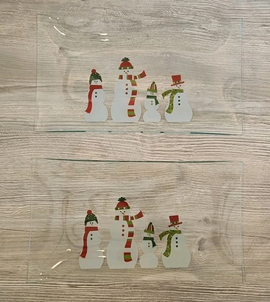 Juego de 2 platos de Navidad rectangulares The Pampered Chef muñecos de nieve 2821 Foto 1 de 4