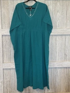 Patio Casuals Cabernet Kleid XL Etuikleid bestickt Perlen Baumwolle türkis - Bild 1 von 6
