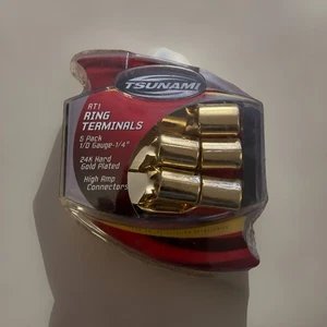 Tsunami RT1 Ring Terminals 5 Pack 24K Hard Gold Plated High Amp Connectors - Picture 1 of 2