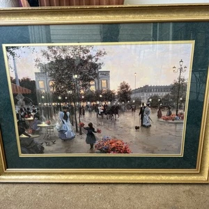 Crista Kieffer „Bustling Boulevard“ 30x40“ schön gerahmt & mattiert signiert Vintage - Bild 1 von 12