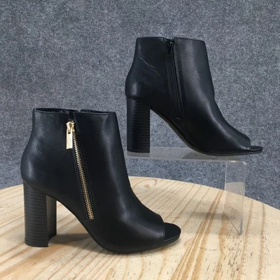 UNISA Boots Womens 7 M Retta Casual Peep Toe Side Zip Block Heels Bootie Black - Image 1 of 4