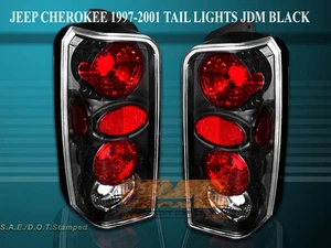 FITS FOR 97-01 JEEP CHEROKEE TAIL LIGHTS BLACK 98 99 00 EURO - Picture 1 of 1