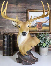 Large Decorative 8 Point Big Buck Bust Figurine Game Deer Hunters Rustic Cabin