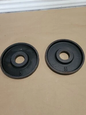 2x 5 Lb  IVANKO OLYMPIC Size WEIGHT PLATES M SERIES Vintage 5lb Weights Used - Image 1 of 4