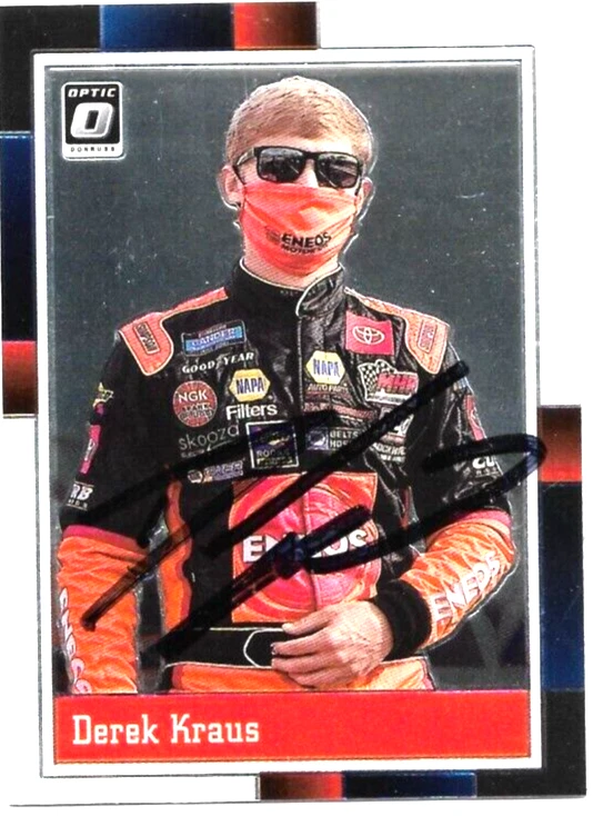 DEREK KRAUS signed 2021 Donruss RETRO OPTIC card #78 NASCAR auto RISING STAR - Image 1 of 1